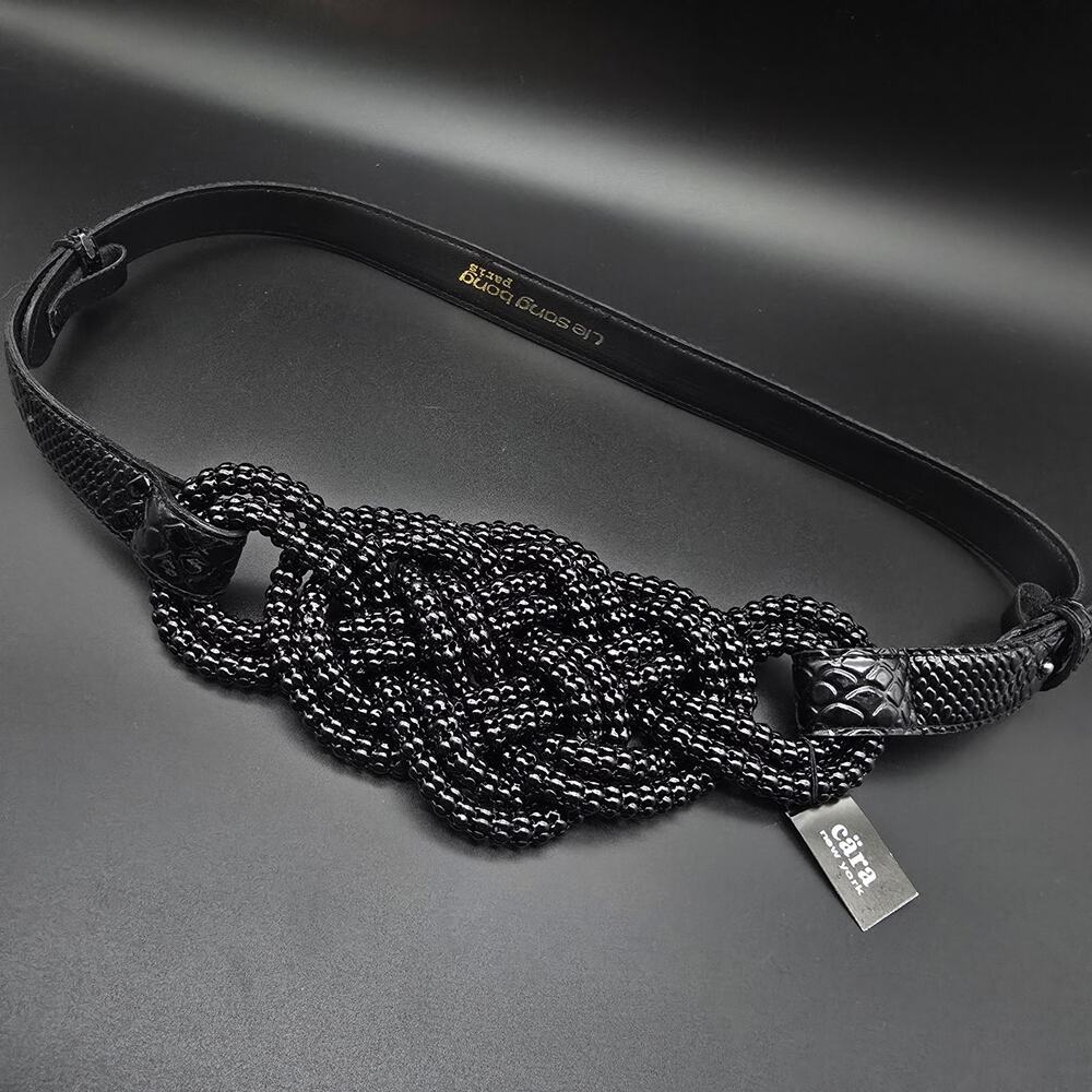 Cara NY Black Beaded Statement Belt Women's Fashion